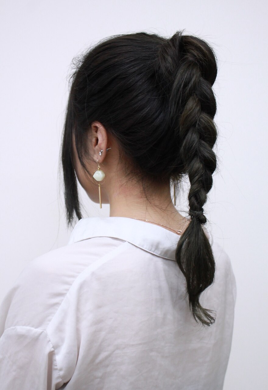 簡単アレンジ　三つ編みポニーテール