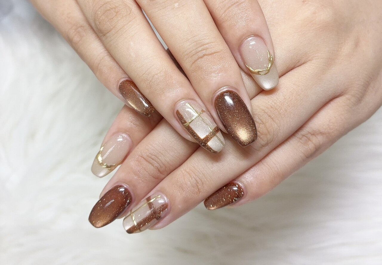 大槻担当★チェック柄ネイル
