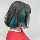 bob (インナーカラー、ターコイズブルー、エメラルドグリーン)