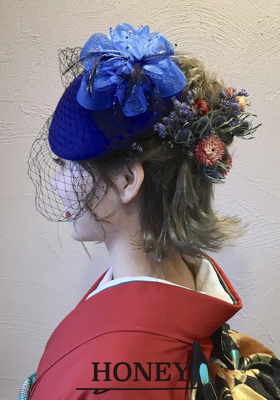 小顔×編み込み×ヘアセット×アレンジ×ミディアム×成人式