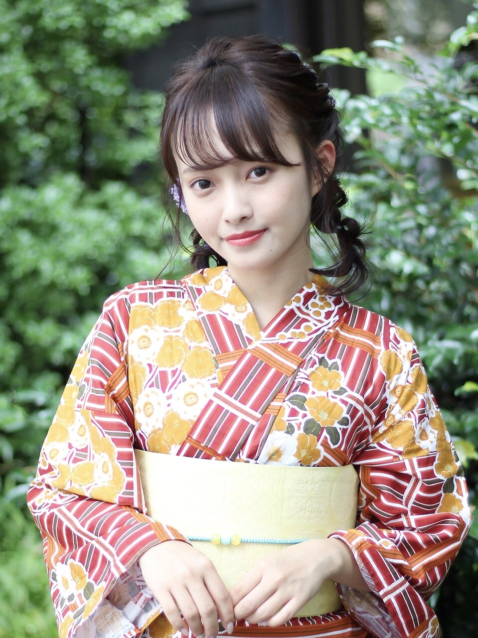 浴衣編み込みツインアレンジ