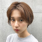 【mee.】 センターパート オレンジベージュ