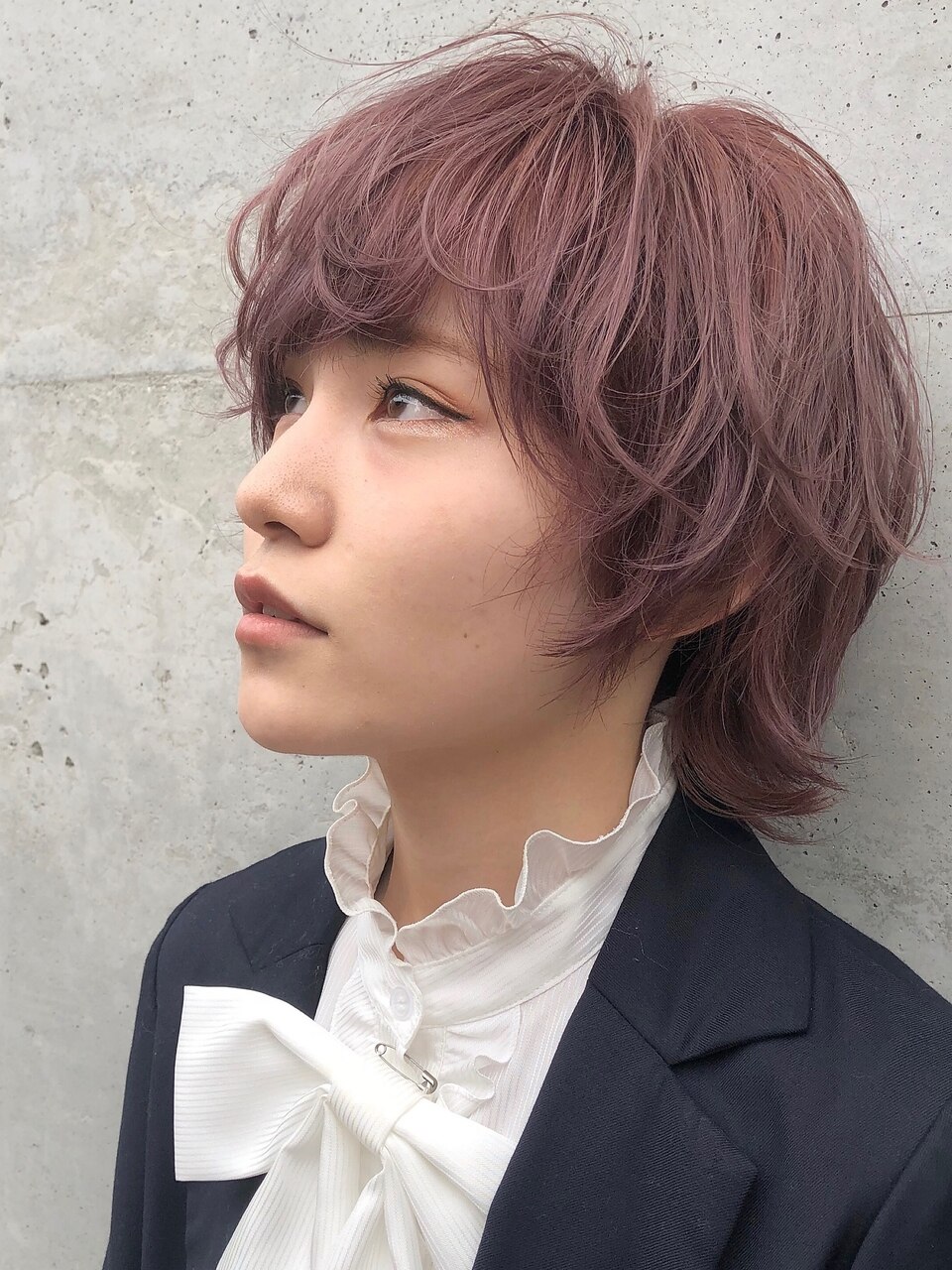 ピンクアッシュ×無造作小顔ウルフ【Timere神戸三宮】