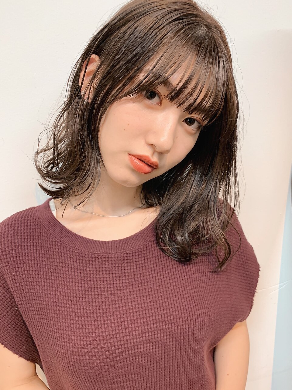 ニュアンスミディ×ラベンダーグレージュ