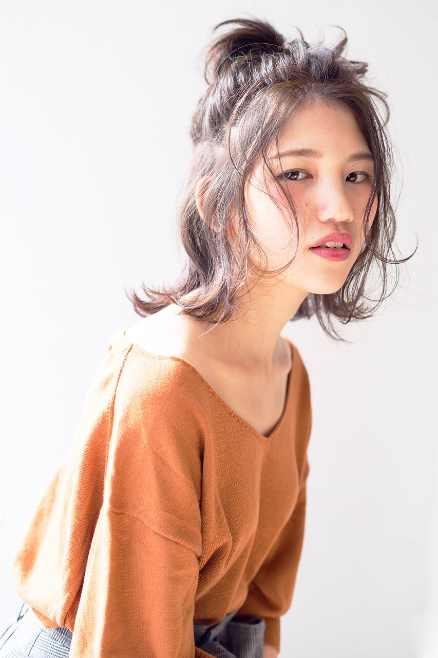 ざっくりお団子ハーフアップ
