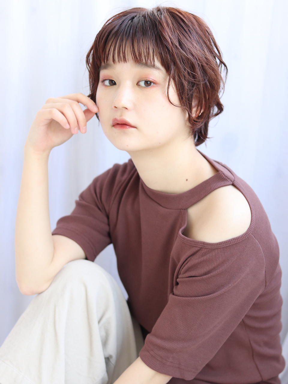 アプリコットオレンジ×オン眉大人ショート