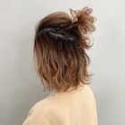 ハーフアップお団子_アッシュブラウンネオウルフ_ba274572