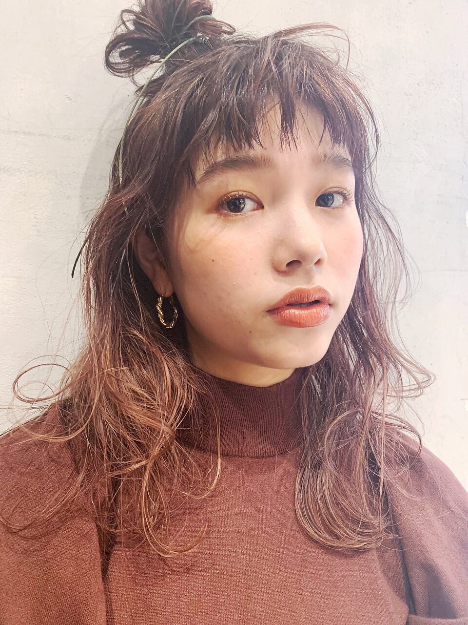 ゆるお団子ハーフアップ_アッシュブラウンネオウルフ_56565