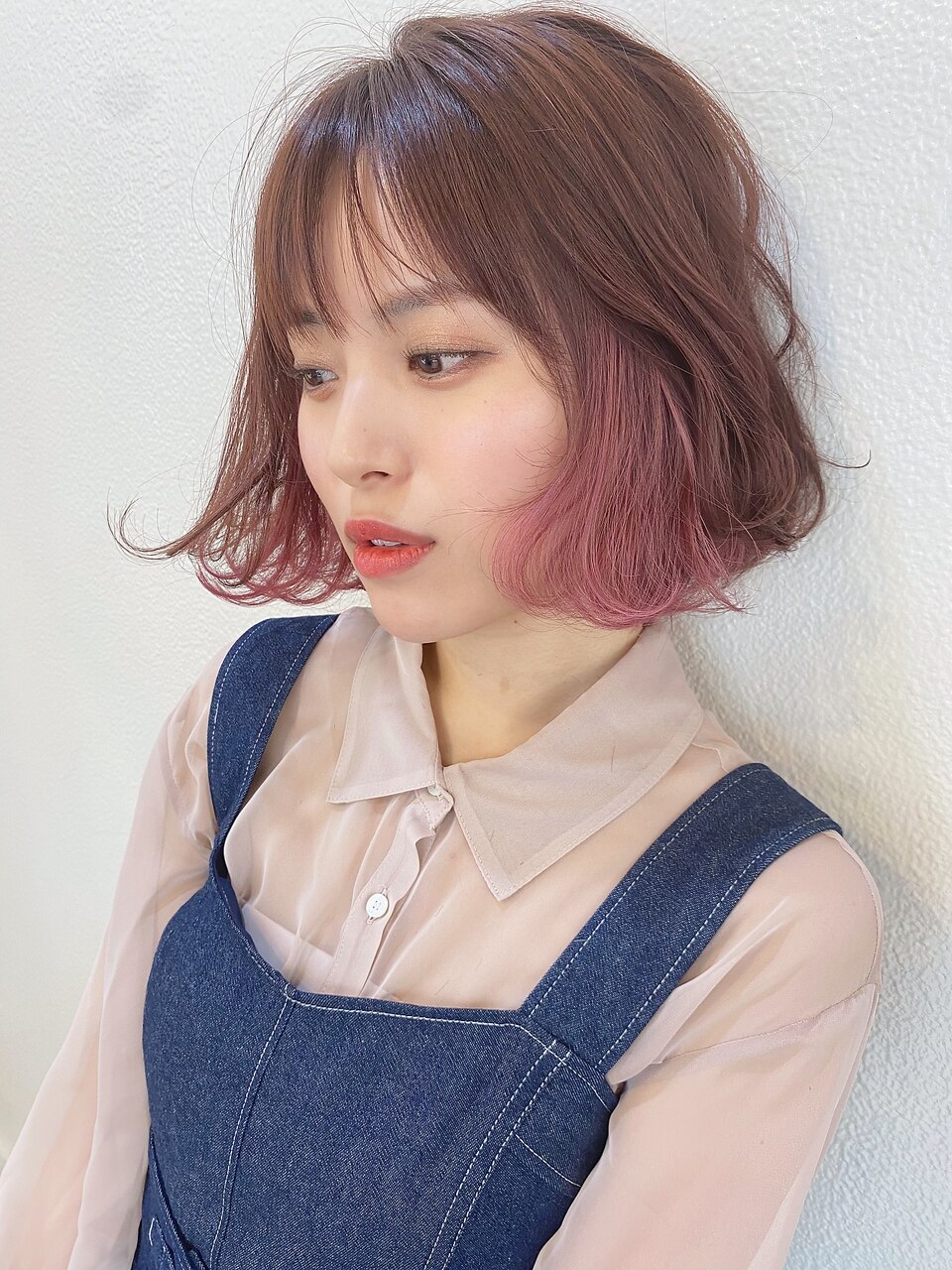 インナーカラー【ローズピンク】フラットボブ