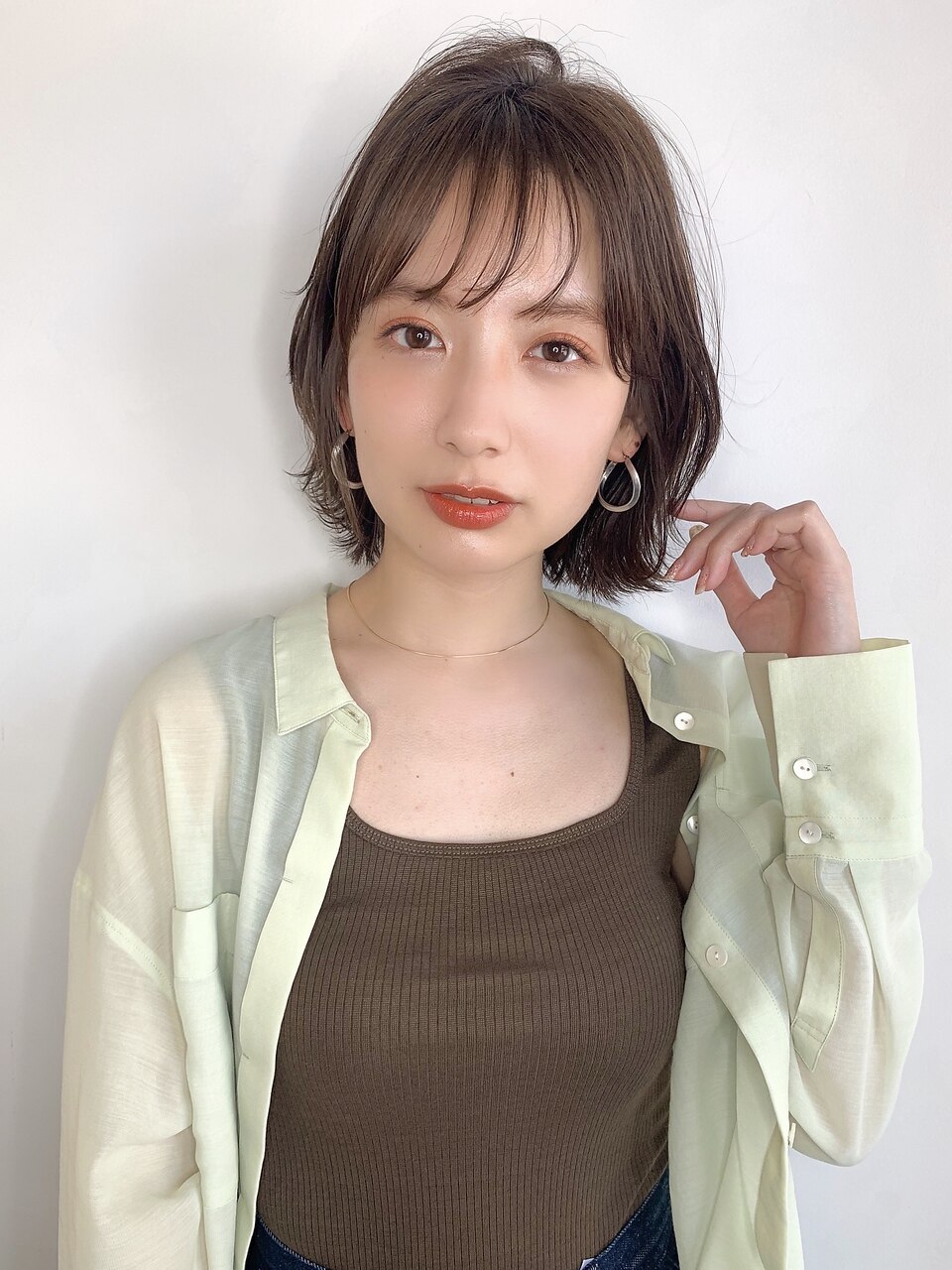 【famhair新小岩 岡野】大人カジュアル耳掛けボブ透明感カラー
