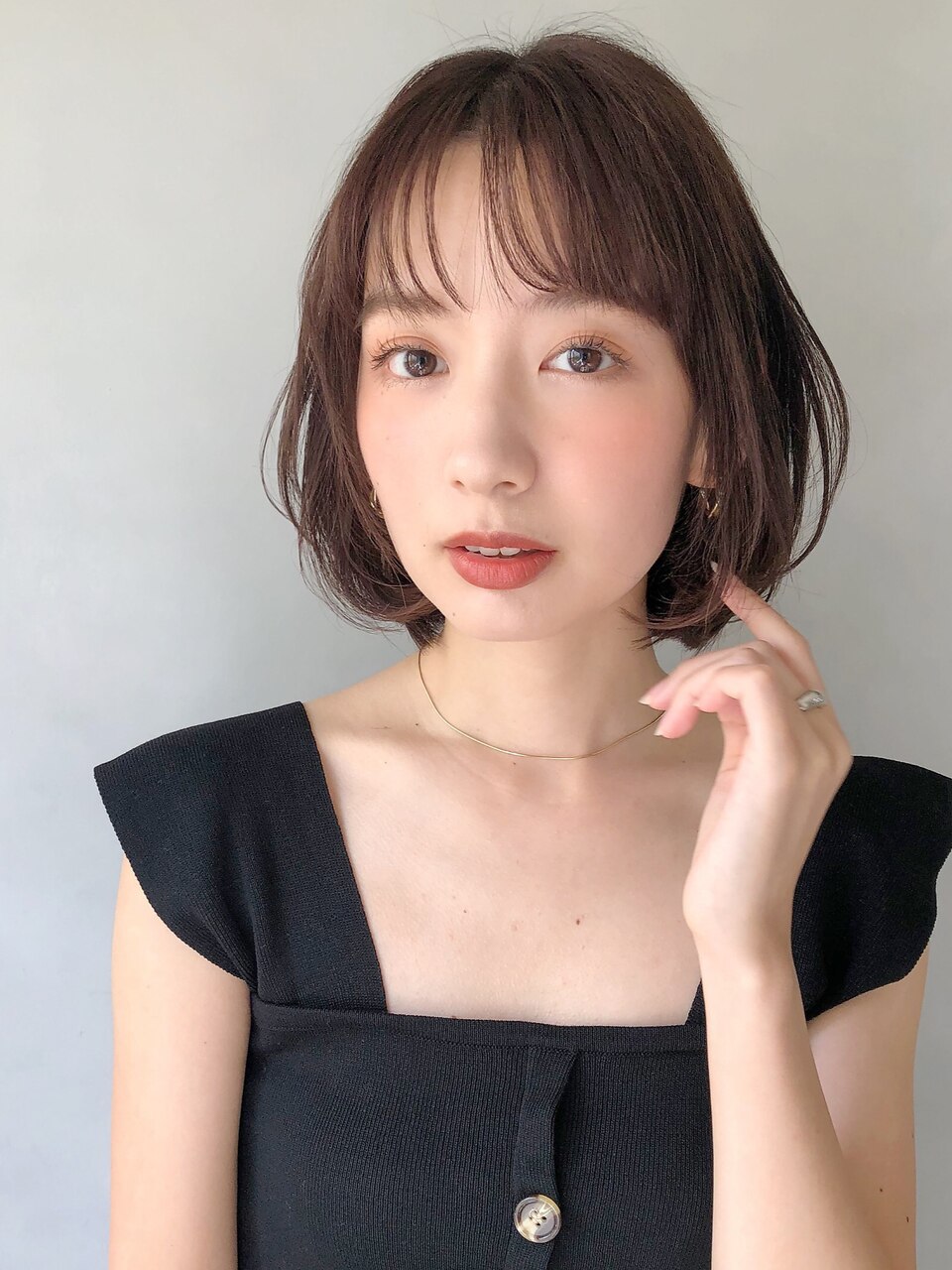 前髪小顔ショートボブイメチェンワンカールボブ※時