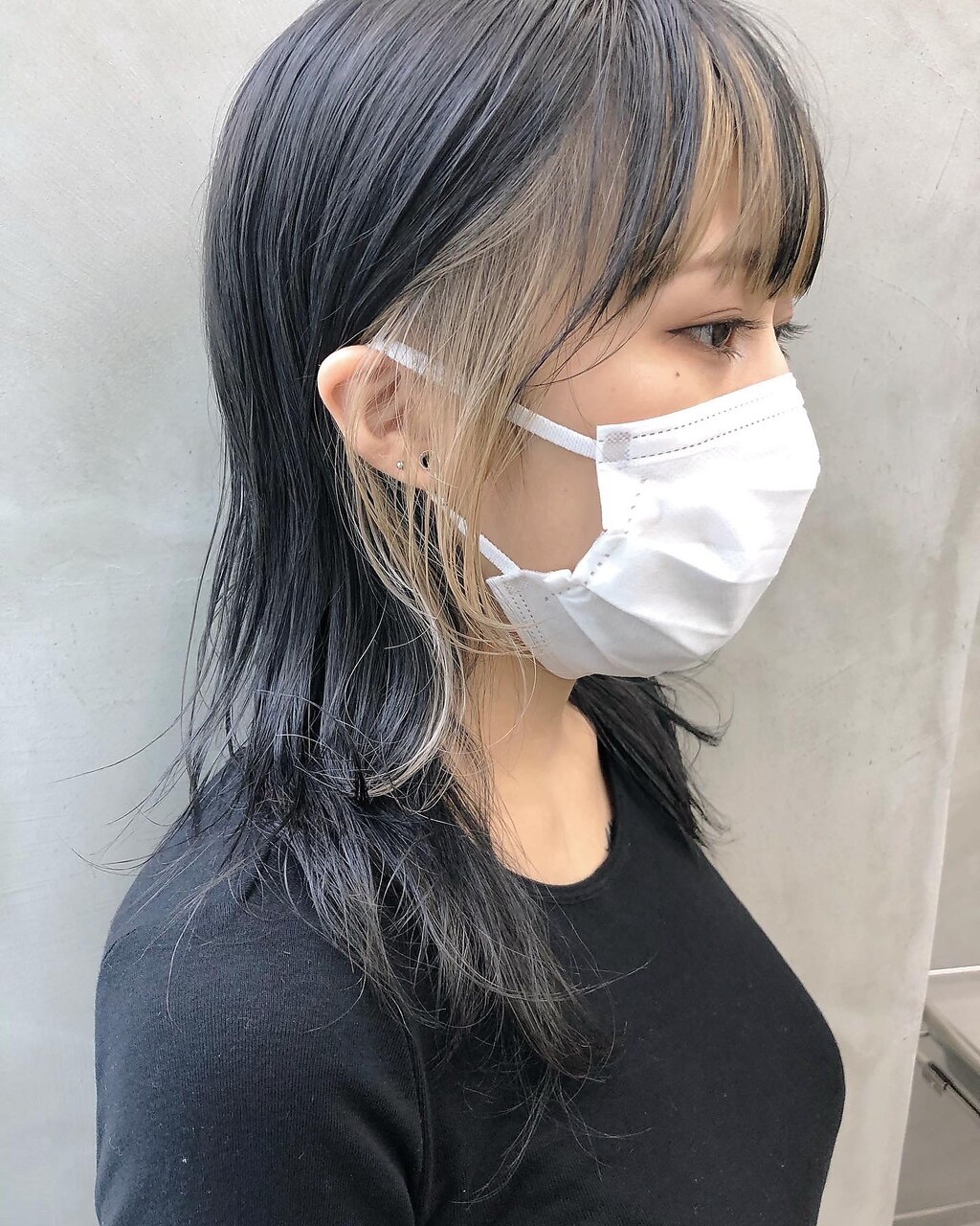 ＊SUNウルフカットジェニ風前髪インナーカラーベージュ菅原誠