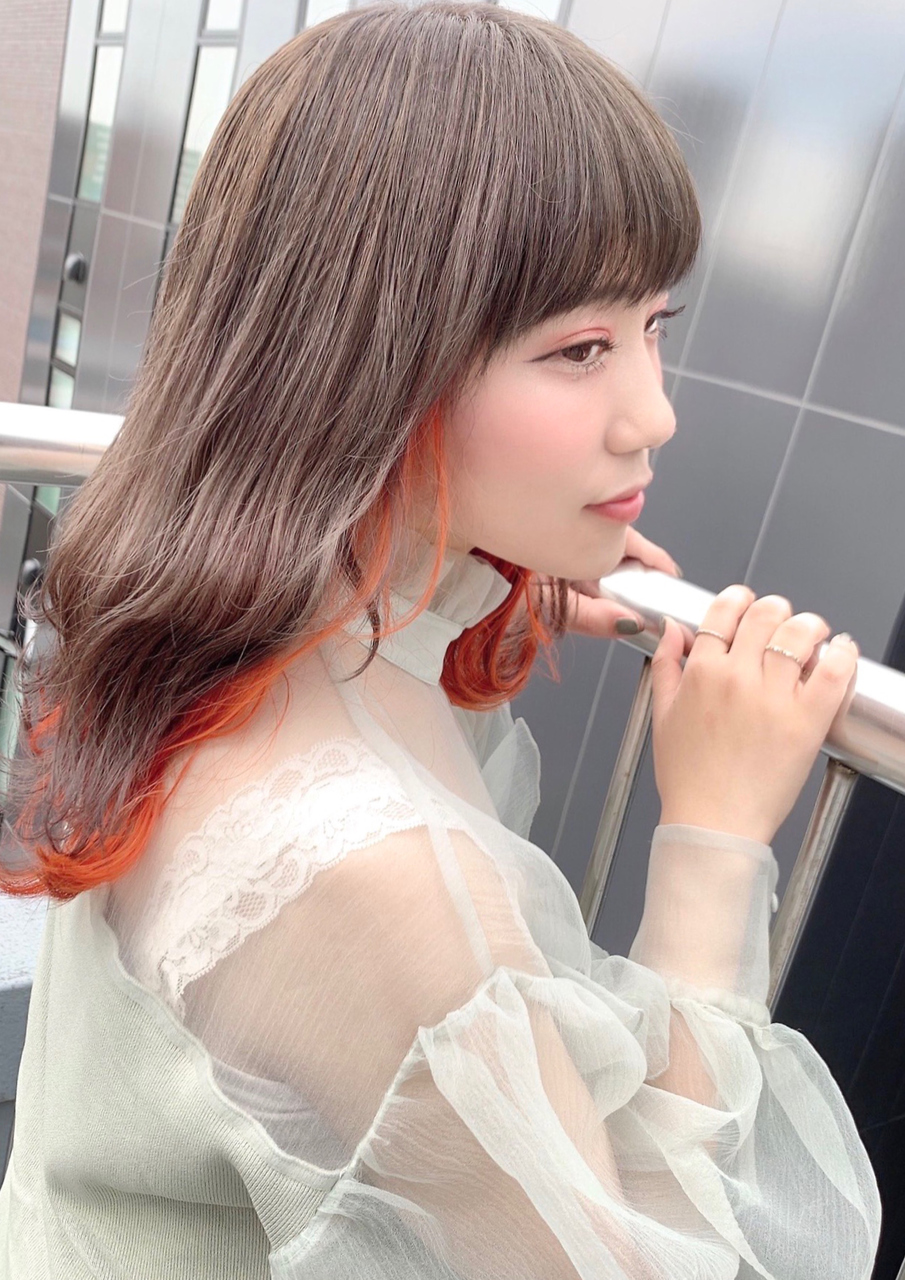 【アマンドール齊藤】オリーブベージュ×インナーオレンジ