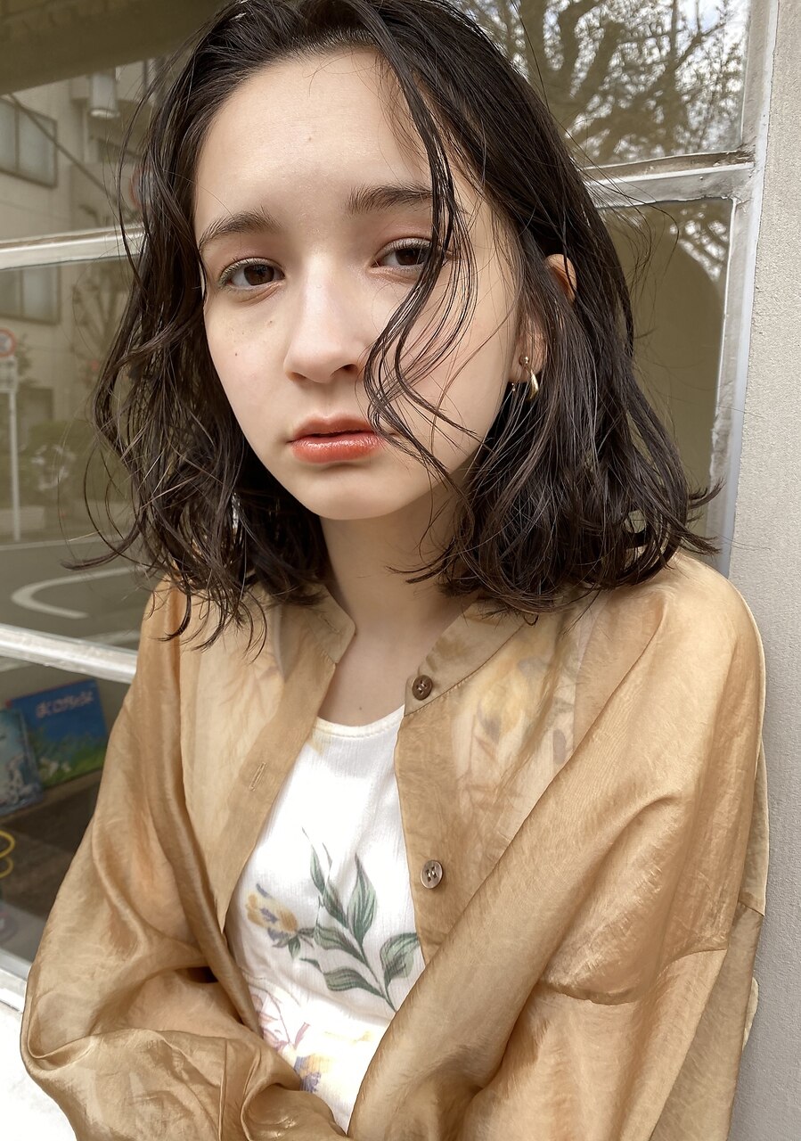 くせ毛風ウェーブパーマ×ボブ