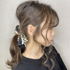 シースルーバング(うすめ前髪)×スカーフアレンジH eitchエイチ