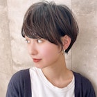 大人かわいい、耳掛け、小顔ショートボブ、ココアブラウン、銀座