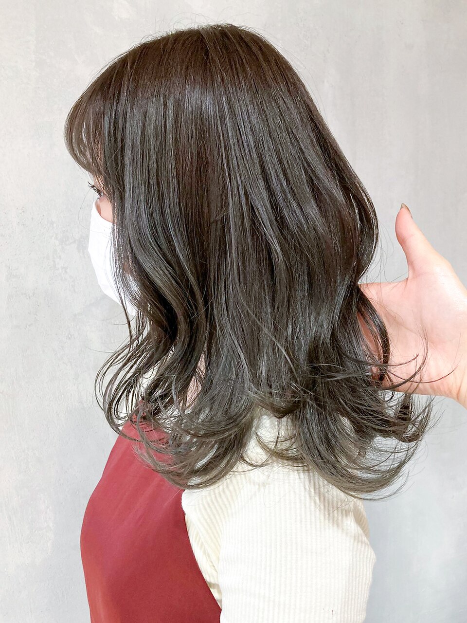 オリーブアッシュ_ココアブラウンフリンジウェーブ_ba301211