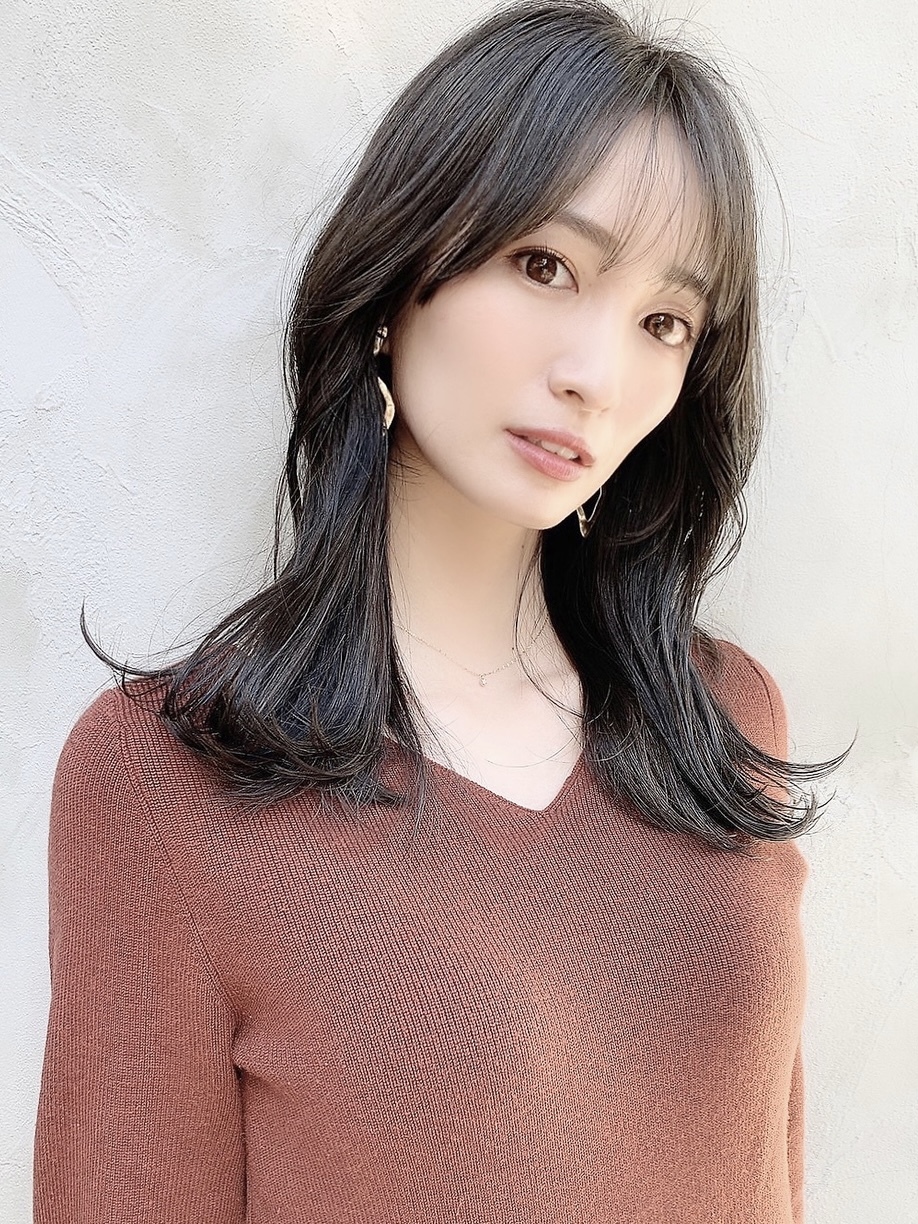 【韓国美人百花OLヘア】シースルーバング透明感カラー
