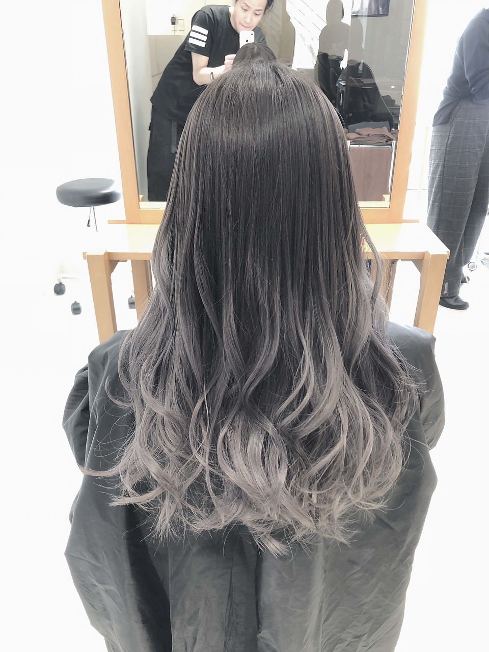 透け感外人風カラーラベンダーハイライトグラデーションカラー