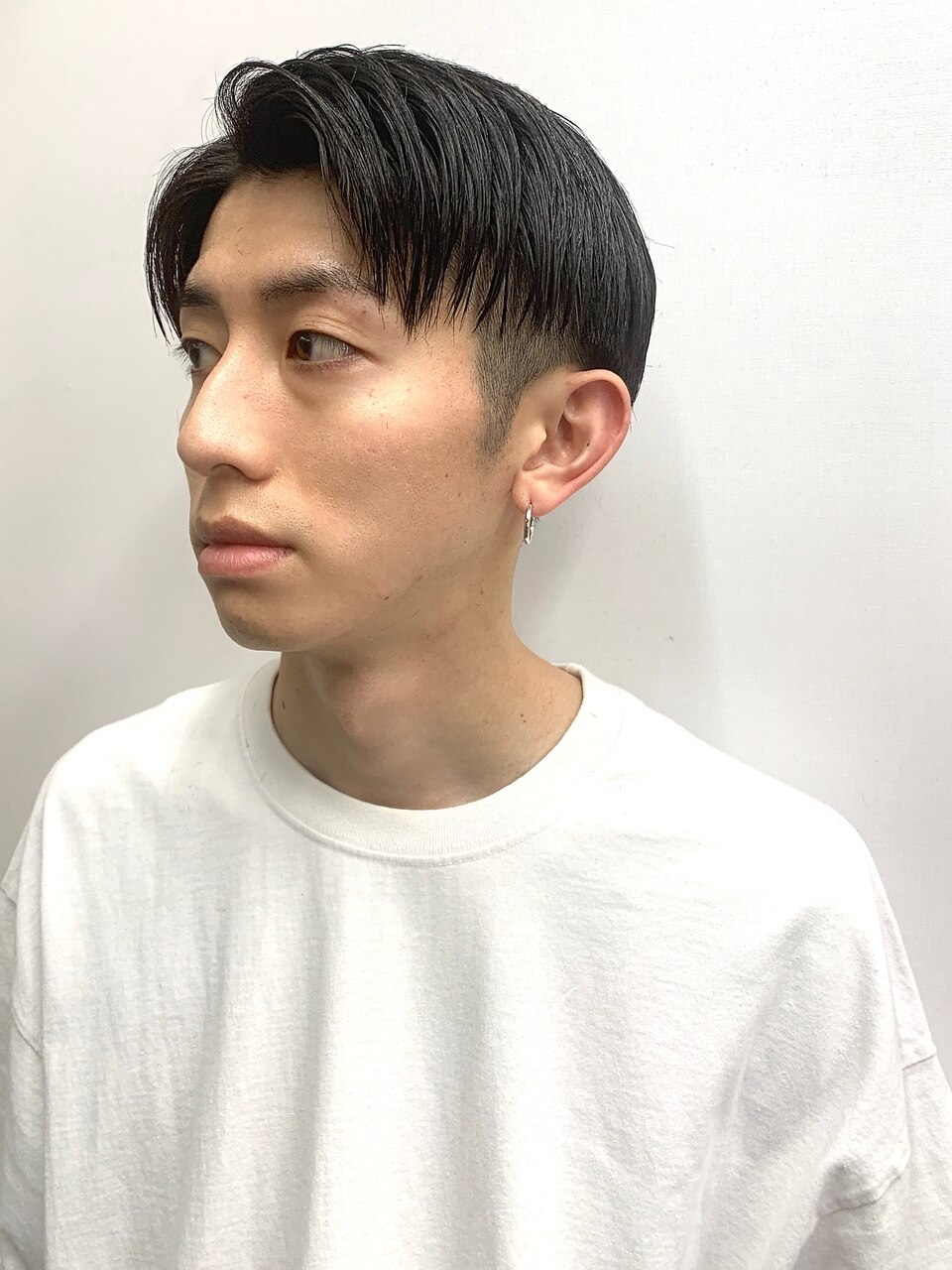 七三オールバックツイストパーマコンマヘアかき上げヘアテクノｒ