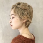 ショートピンアレンジ_オリーブカラーハイライトカラー_67214