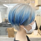 *【SUN】グラデーションカラーターコイズショート