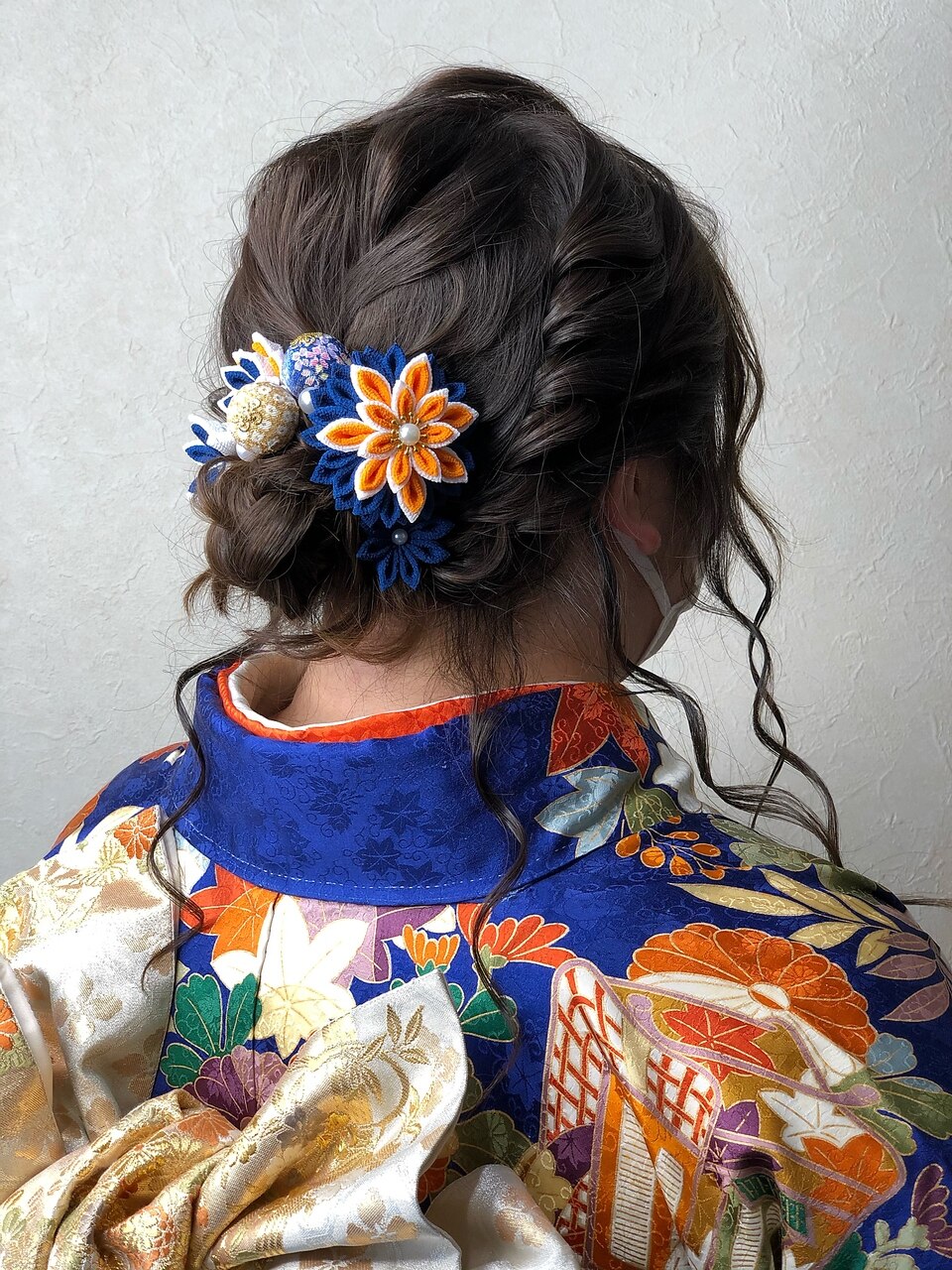 成人式　ヘアセット　着付け　おくれ毛　編み込み