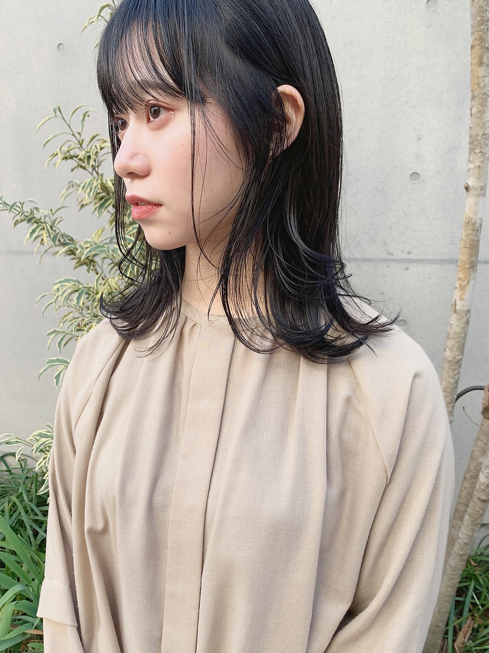 顔周りレイヤー　暗髪透け感シアーグレーベージュ【EIZO 松下】
