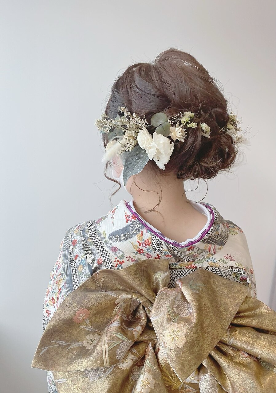 成人式前撮り　振袖着付け　ヘアセット