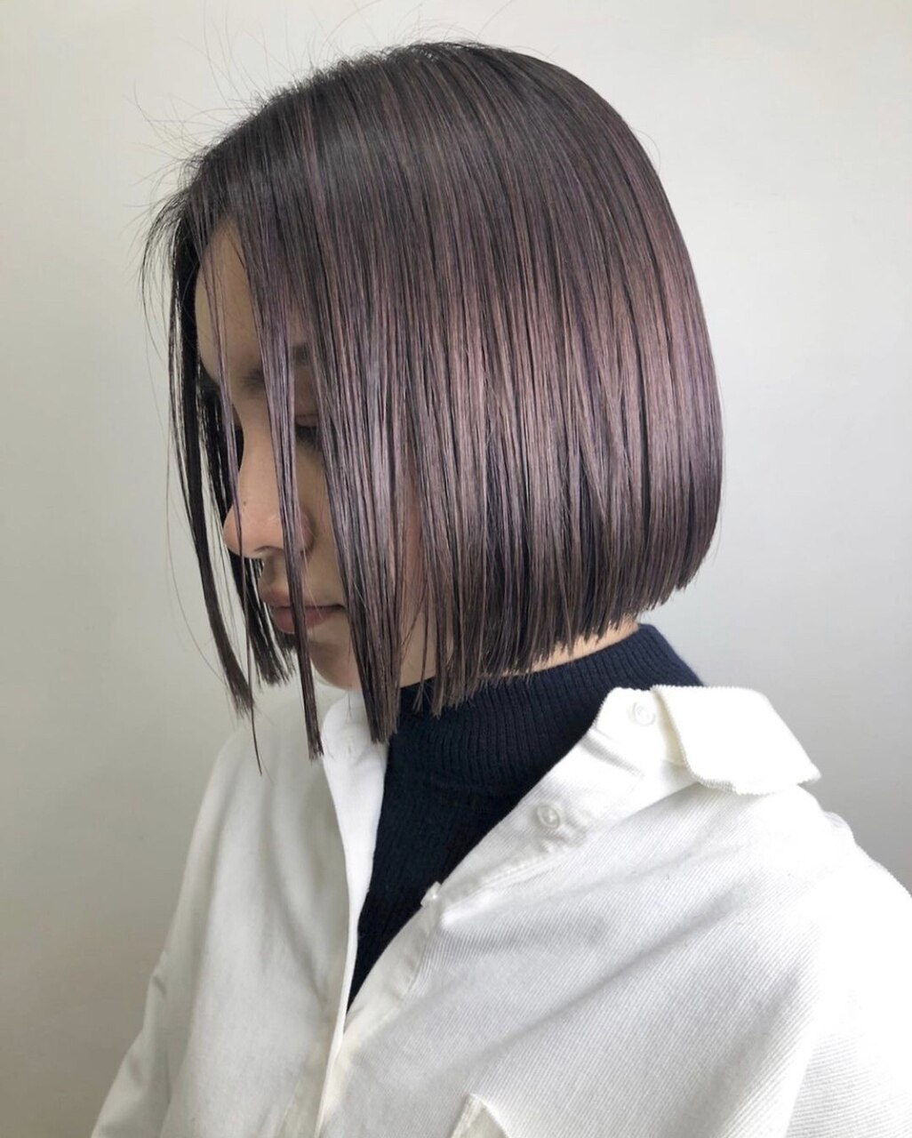 mini bob ×ブリーチハイライト＋パープルアッシュ