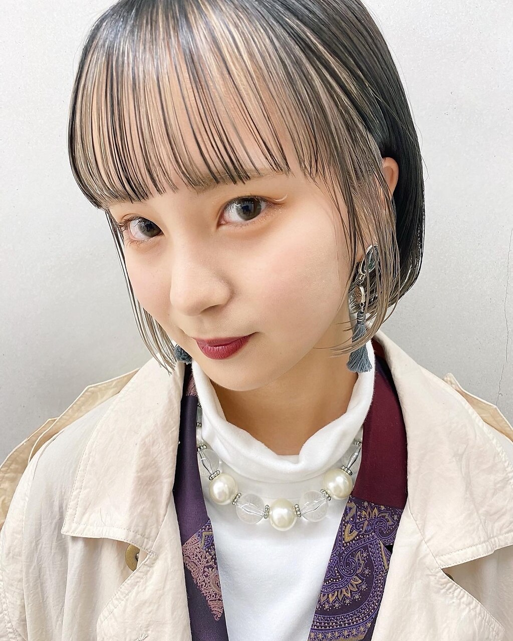 【早瀬忍　梅田中津】ブロンドインナー×ワンレンボブ