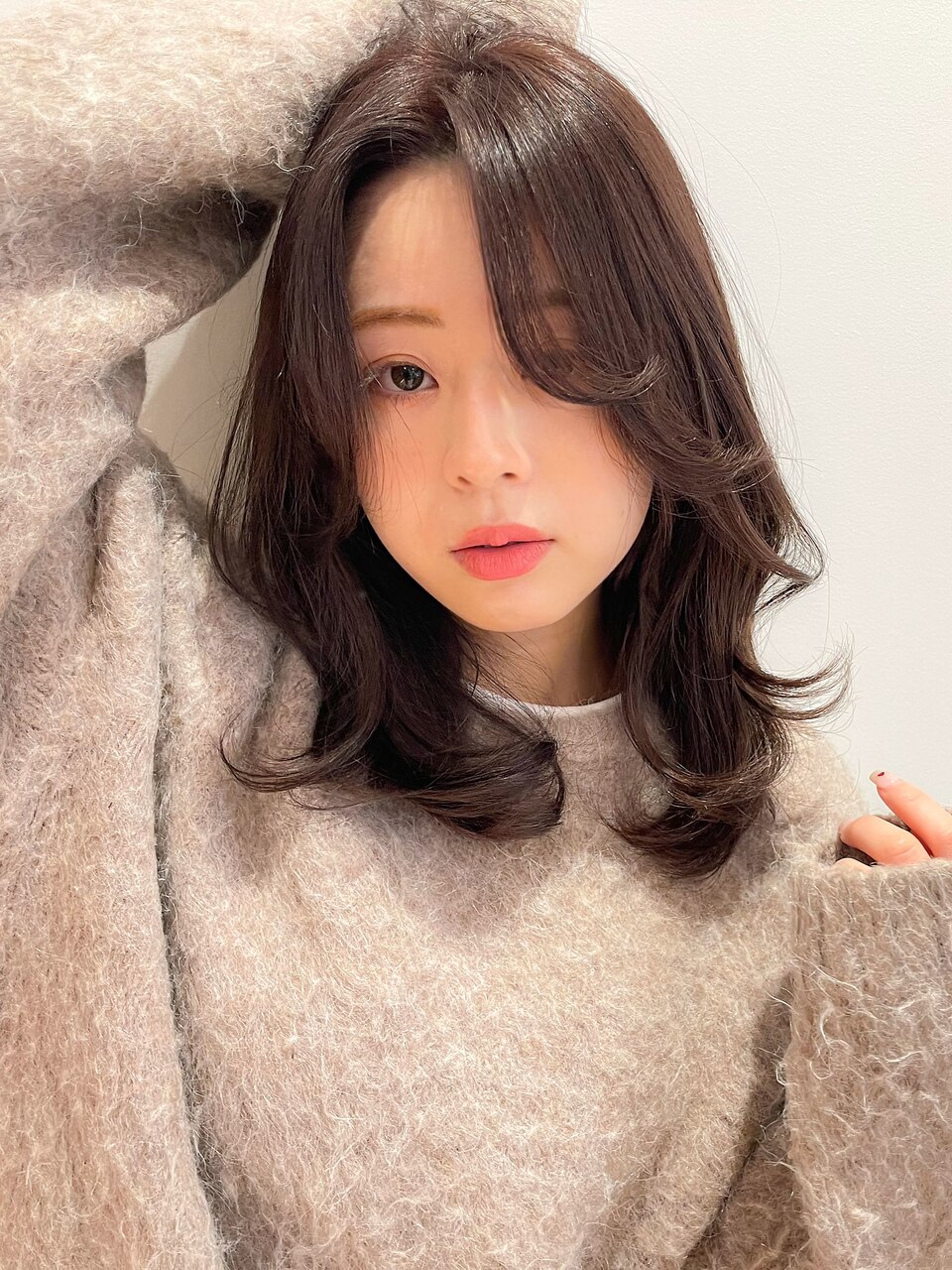 【田村】大人可愛い小顔モテ髪黒髮エアリーミディ20代30代40代