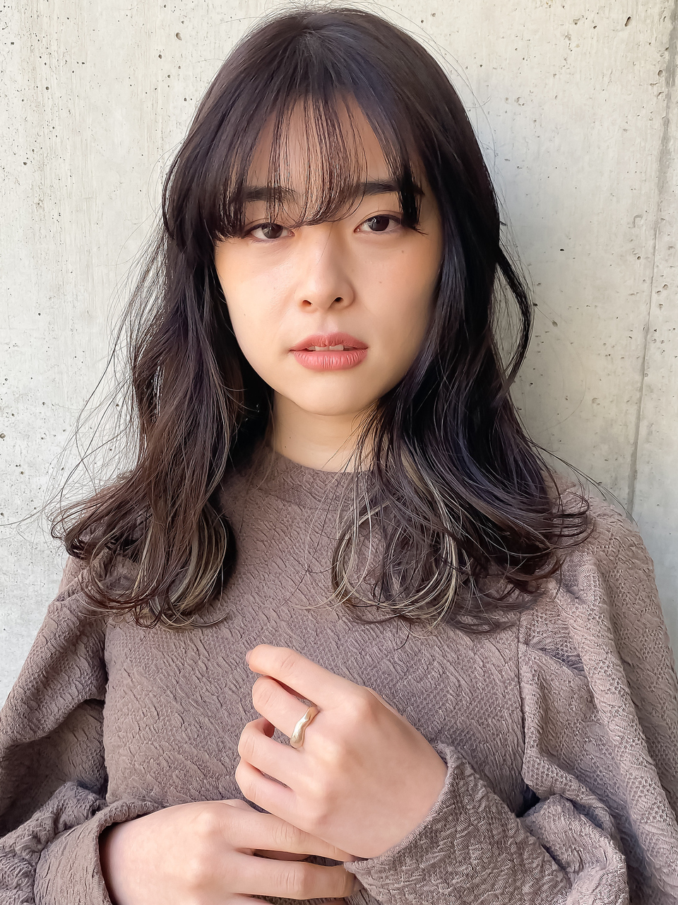 【飛田野】前髪セミロングイヤリングカラー