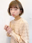 ショートボブ×ミルクティーベージュ