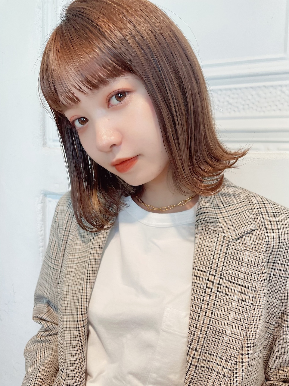《大人可愛いレイヤーボブ×透明感マロンブラウンカラー》