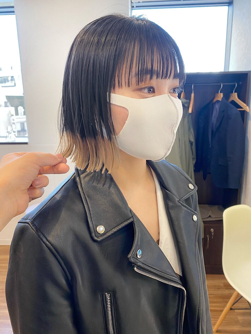 外ハネボブ 裾カラー ワイドバング イソカラー【岡田 陸】