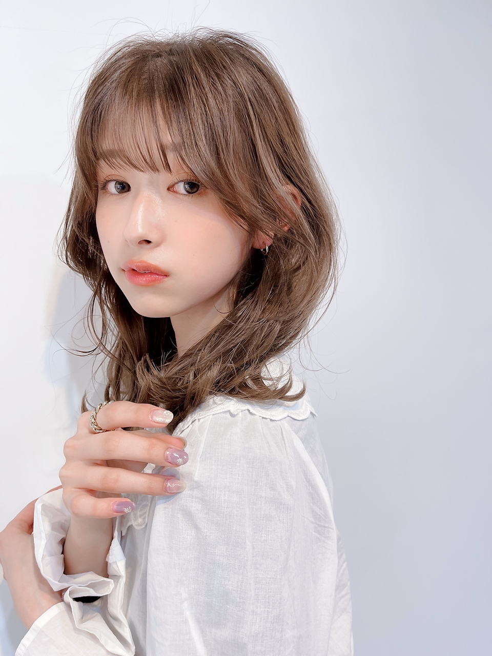 韓国ウルフ前髪薄めバング#くびれイメチェンラベンダーカラー