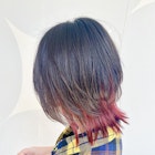 ブリーチなし1周インナーカラーレッドウルフボブ【BLAZE 大庭】