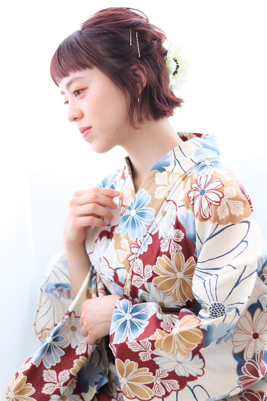 【marche とや】浴衣ヘアセット ボブアレンジ ハーフアップ