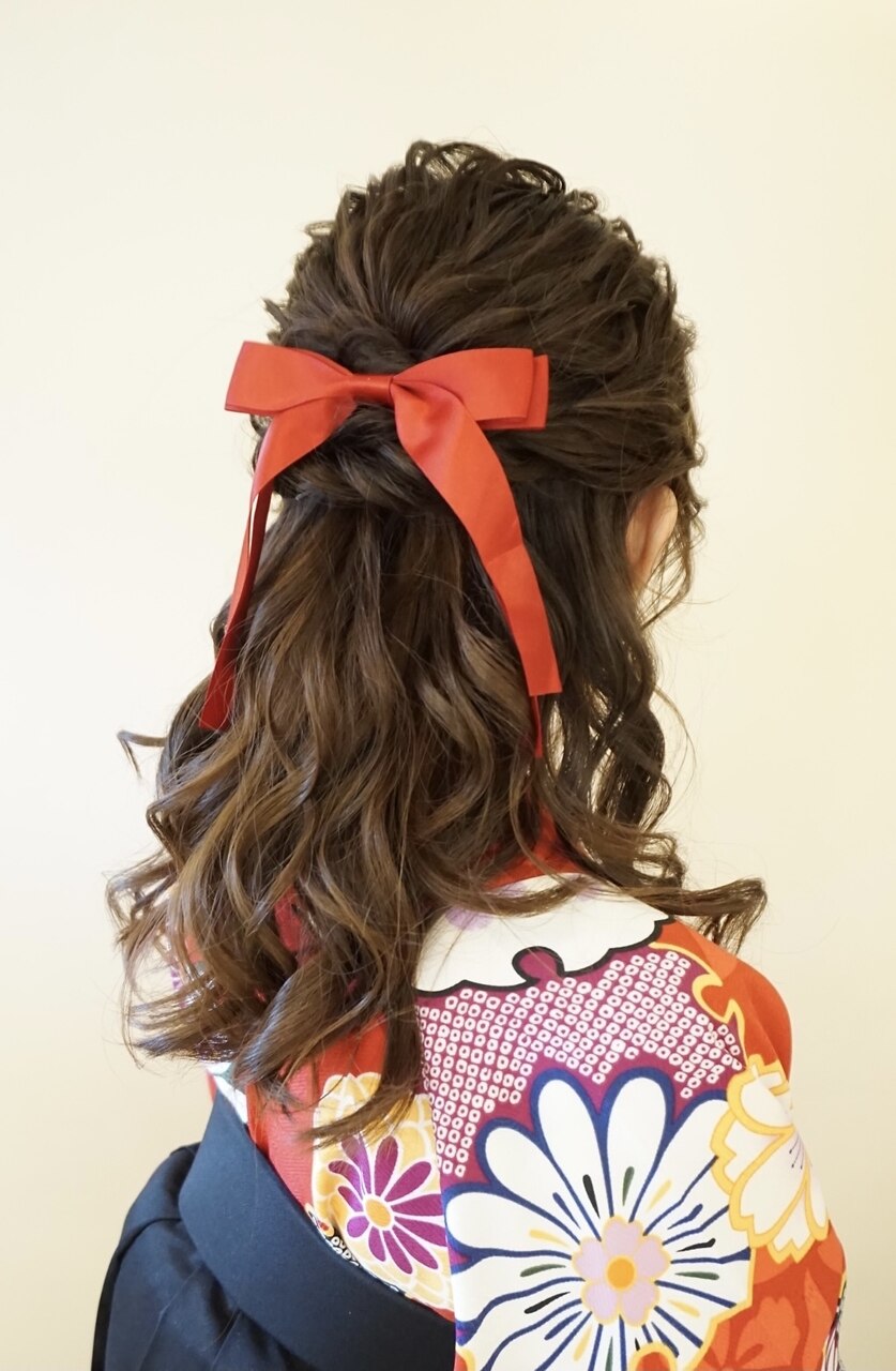 卒業式 ハーフアップ　袴　着付け