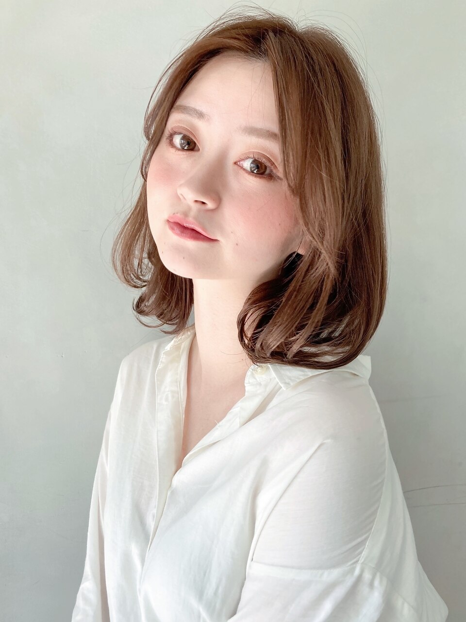 大人可愛いワンカールボブ♪デジタルパーマカーキグレージュ※時