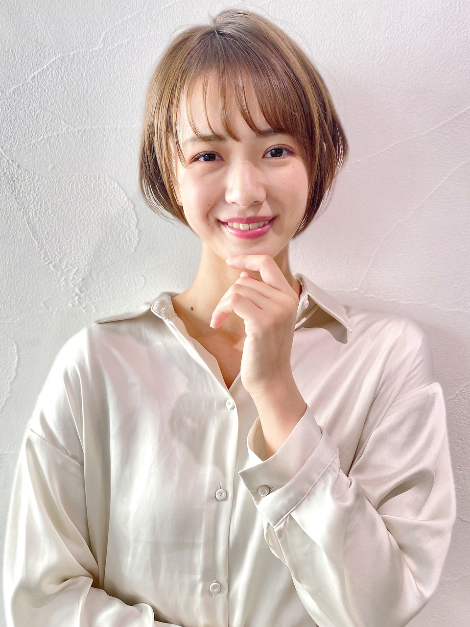 耳掛け丸みショート_マロンベージュかきあげロング_8224