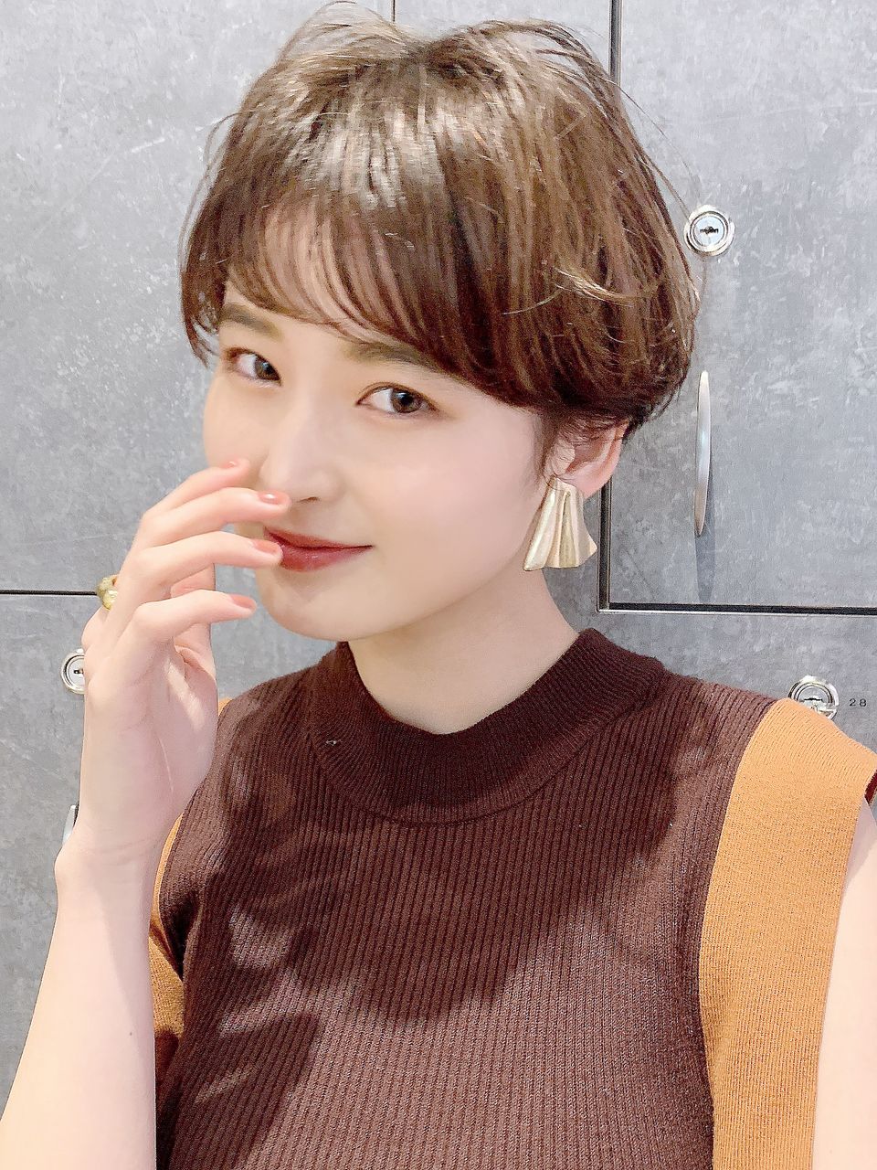 ふんわりショート_マロンベージュAラインボブ_38329