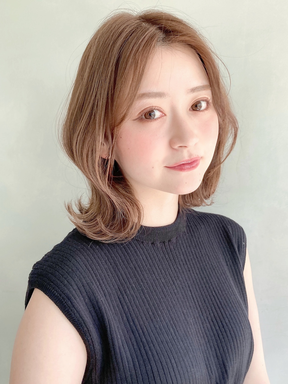 くびれミディ♪マロンベージュAラインボブ小顔パーマ　時田