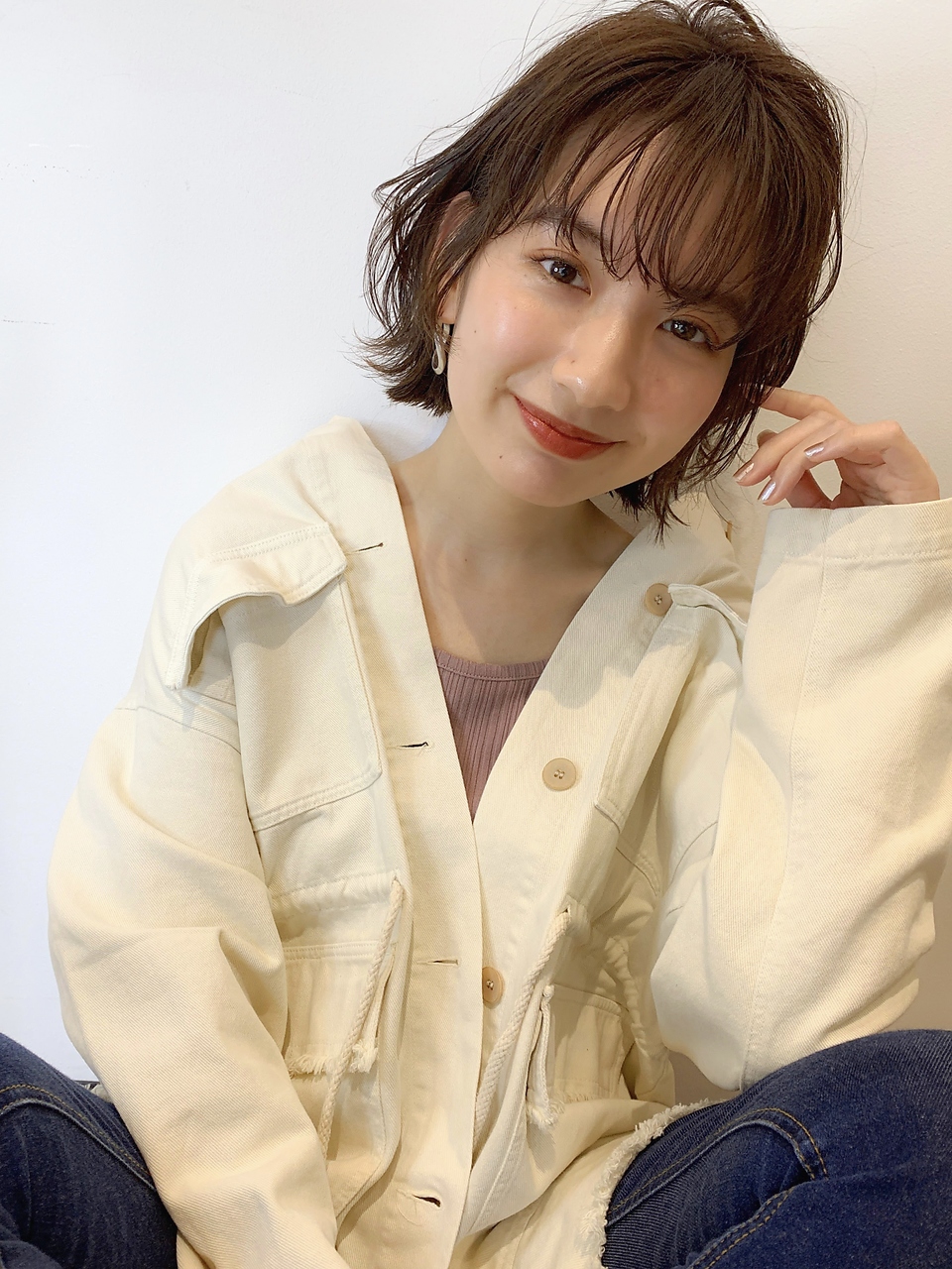 大人可愛い　くびれ　シースルーバング　レイヤーボブ☆