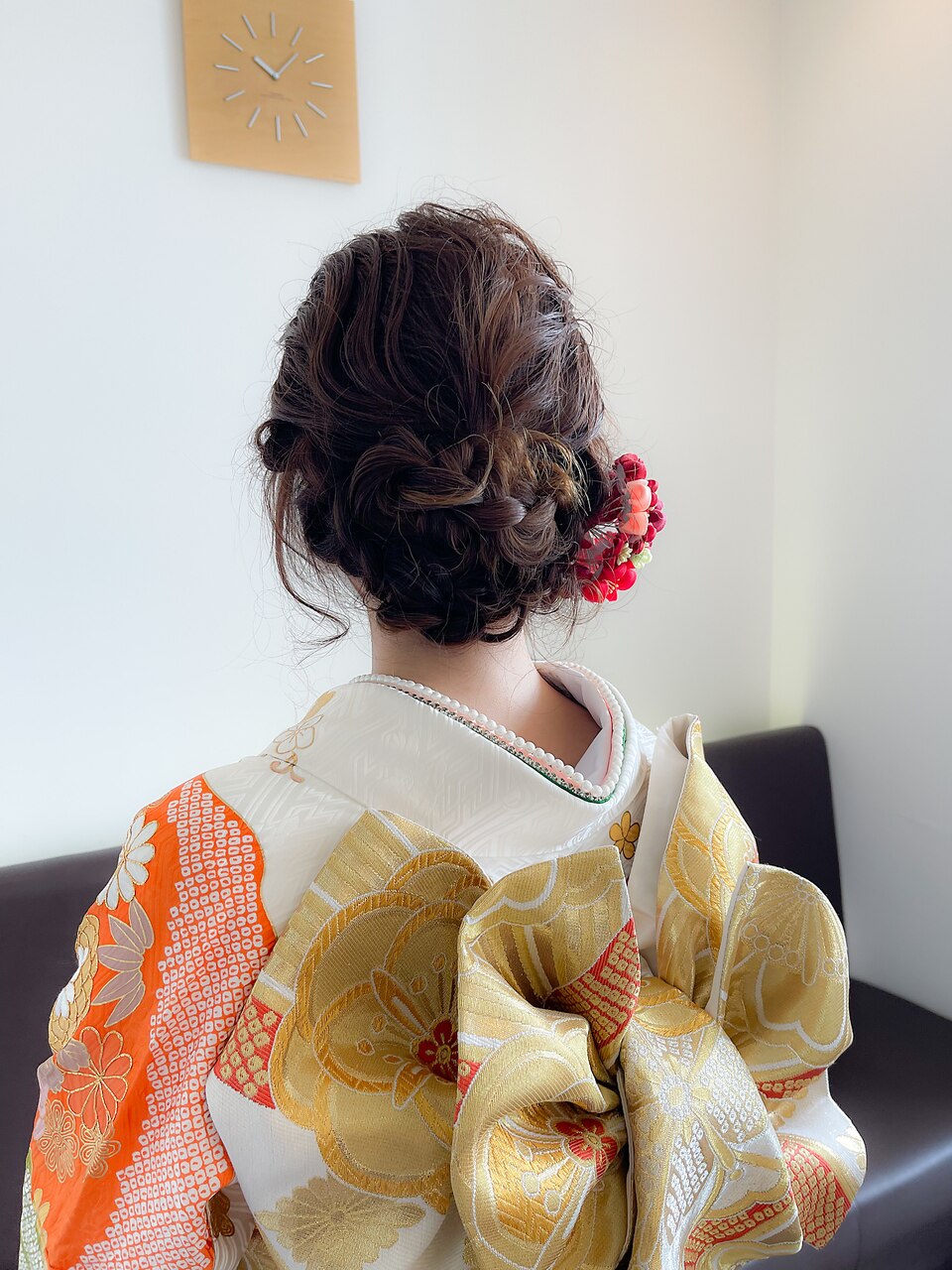 編み込みヘアセット&振袖着付け