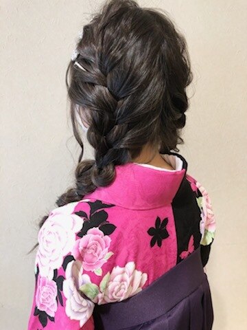 卒業式　小学生　袴　着付け　ヘアセット　編み込み