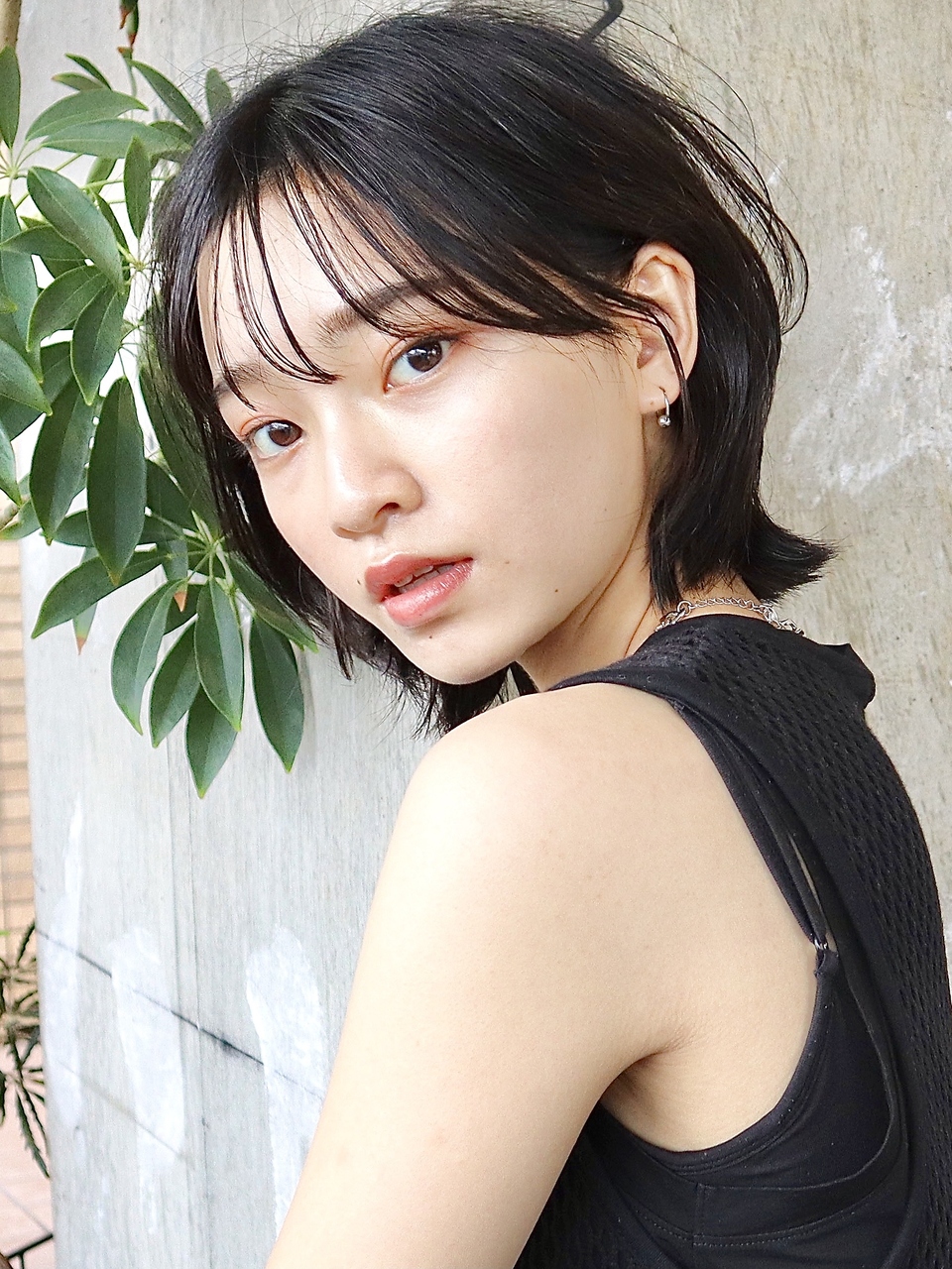 シースルバング外ハネボブウルフ／こなれヘア／30代40代