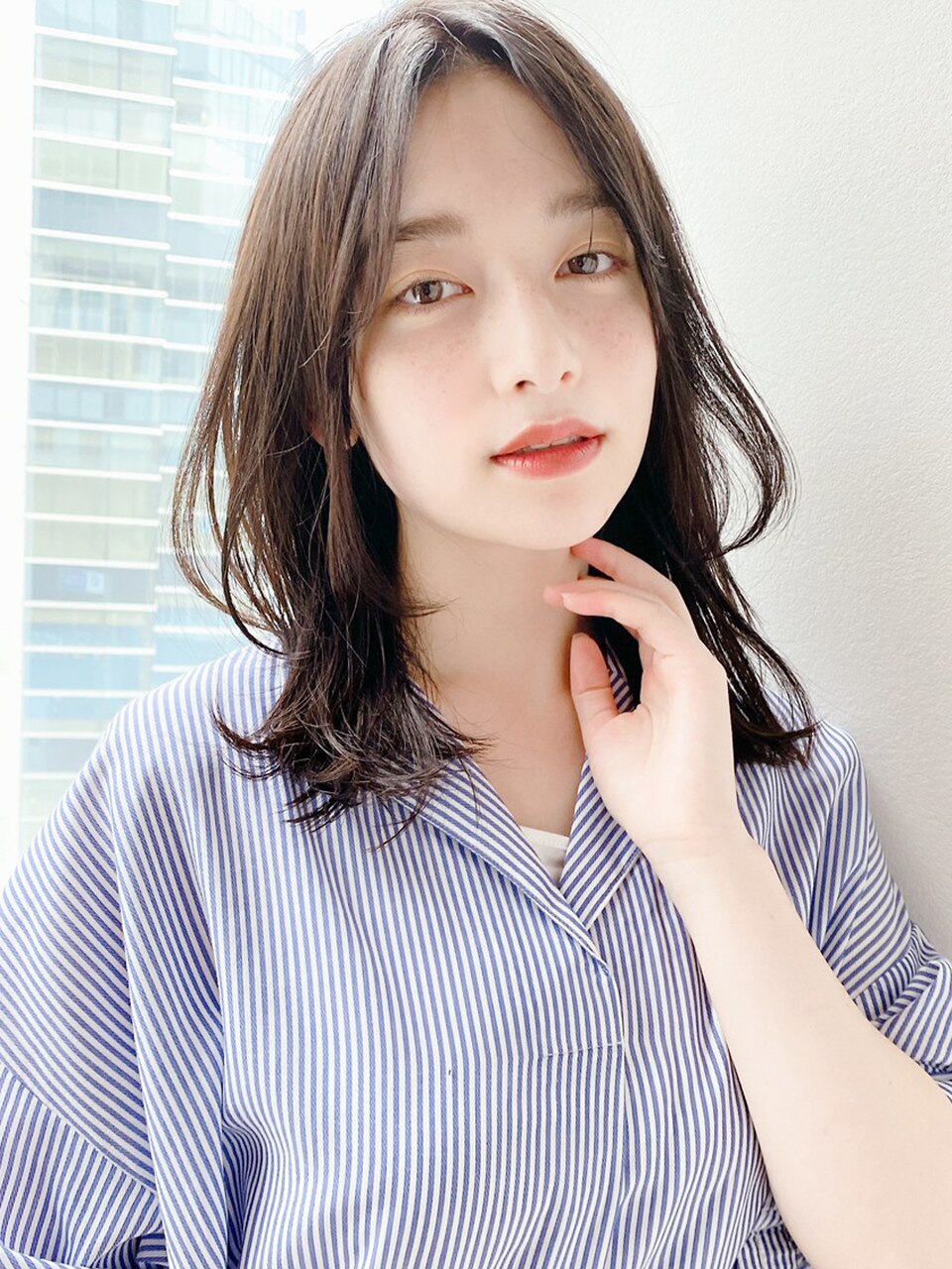 センターパートレイヤーミディアム［髪質改善/池袋&目白&大塚］