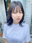 透明感アッシュグレー×外ハネ大人ミディ